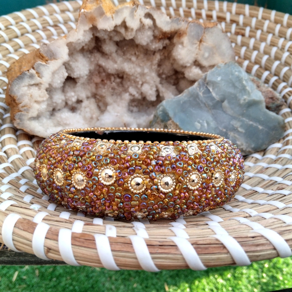 Elegant Gold and Brown Beaded Bracelet